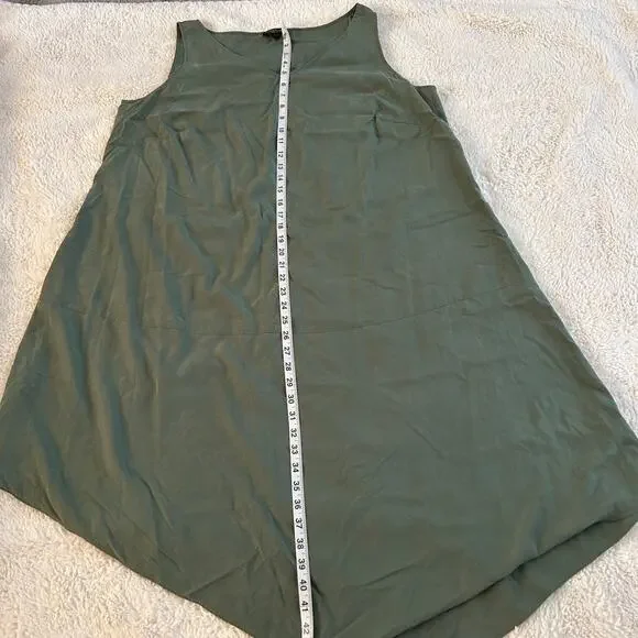Eileen Fisher Asymmetrical Shift Maxi Dress Plus XL Green Summer Casual Preppy - Picture 2 of 6